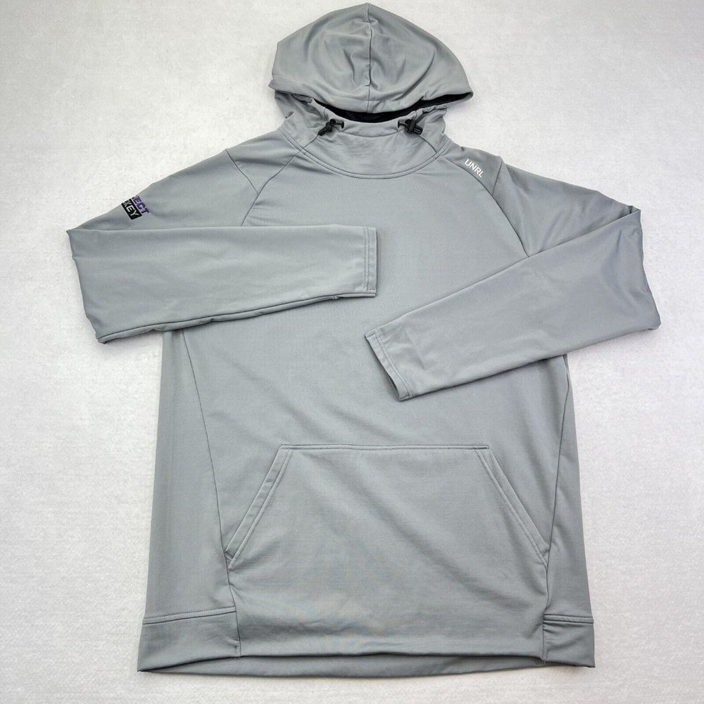 UNRL Men's Gray Project Hockey Crossover Hoodie Sweatshirt Stretch Large Logo
